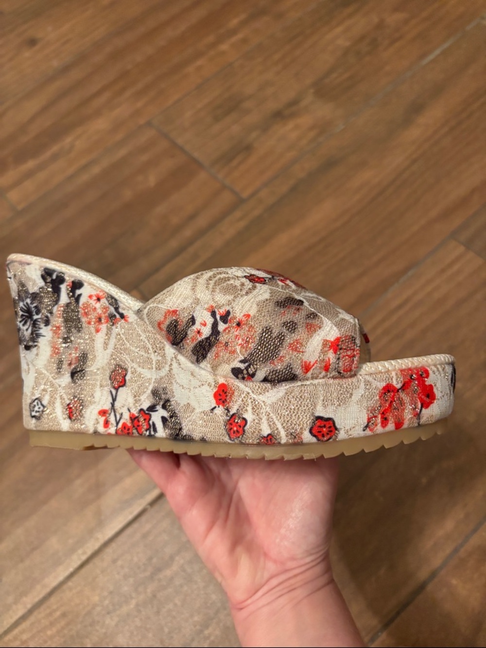 Wedge Slide Sandals in Floral Multi-Color - Picture 5 of 10